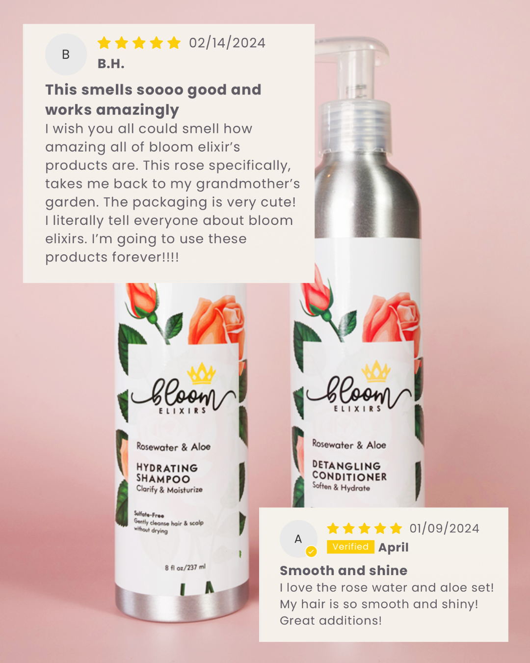 Rosewater & Aloe Hydrating Shampoo & Detangling Conditioner Set