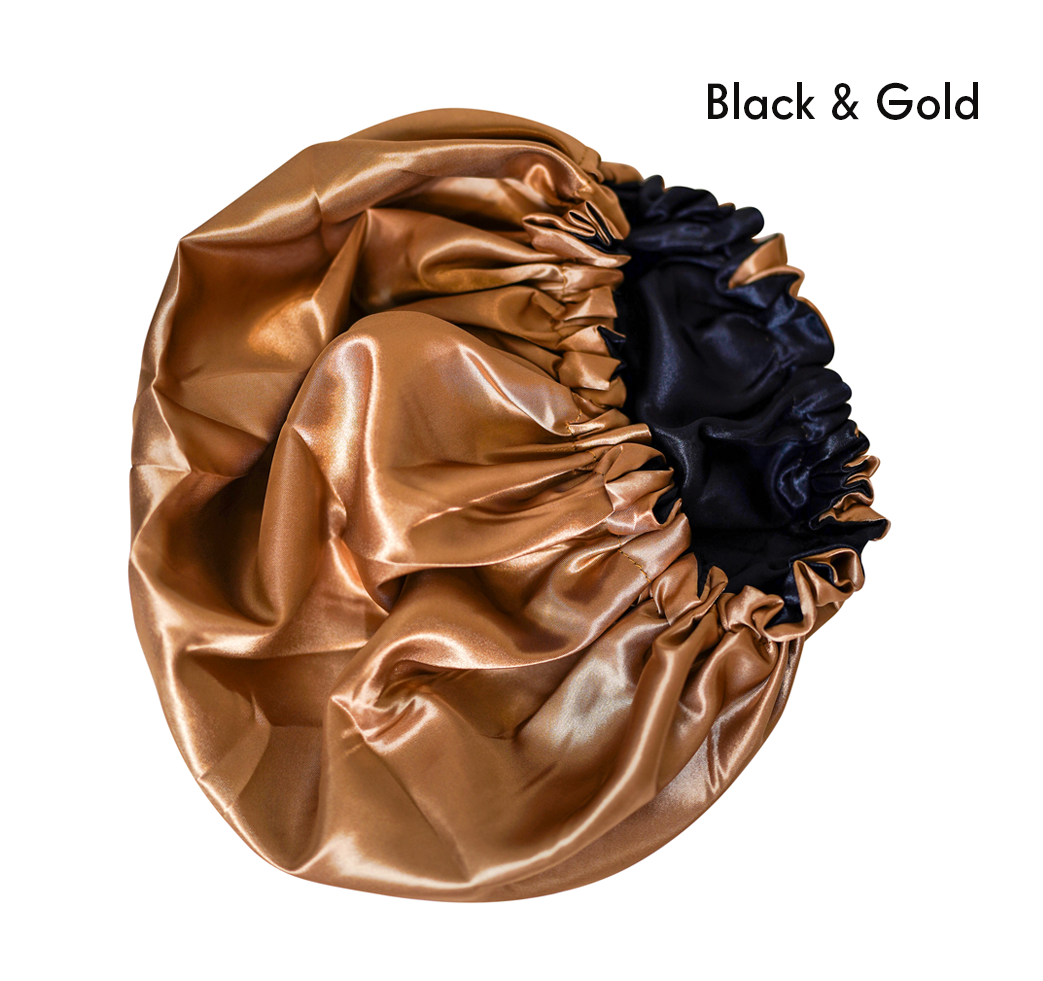 Satin Bonnet - Reversible & Adjustable Large Natural Curly Hair Sleep Bonnet