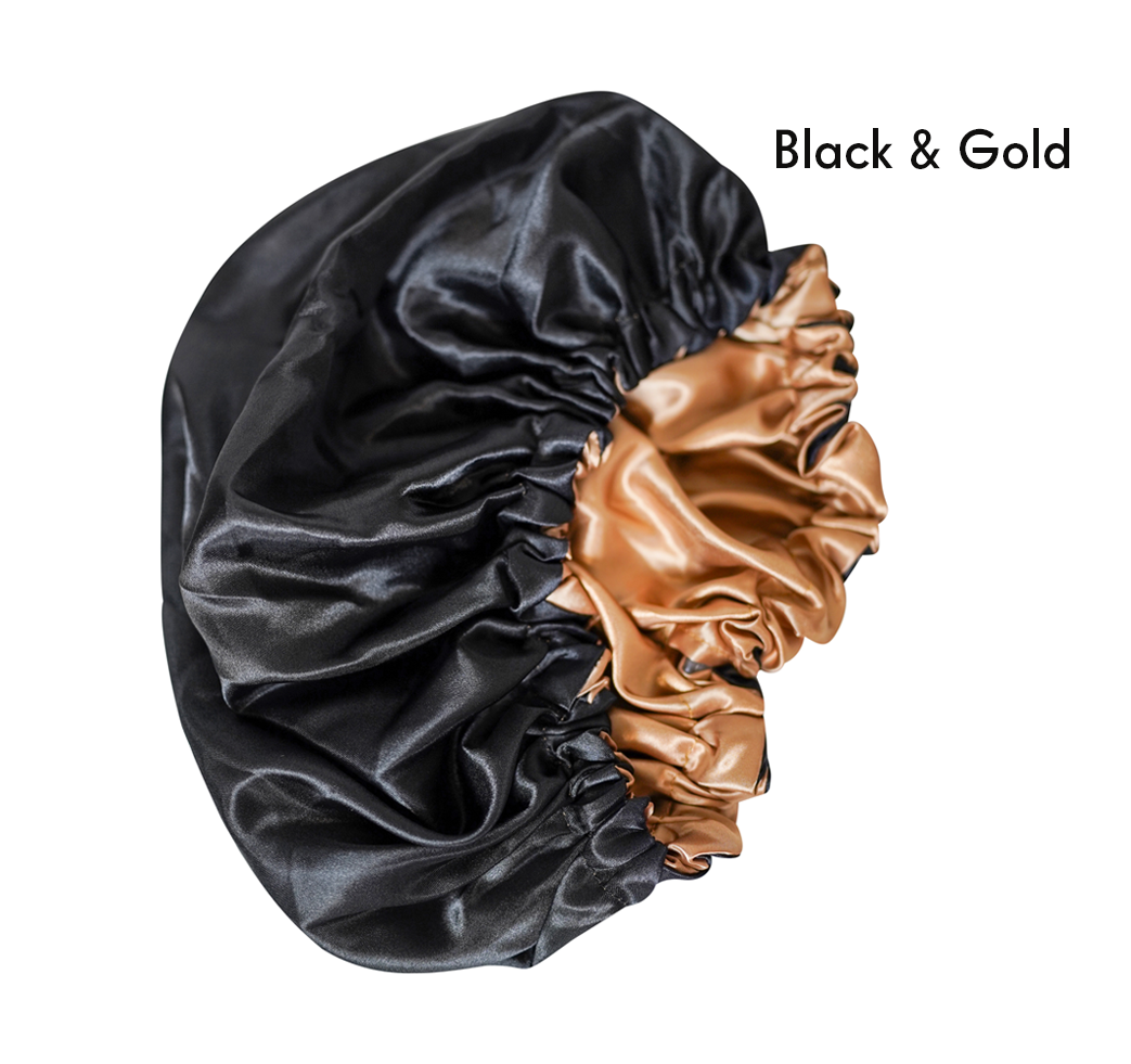 Satin Bonnet - Reversible & Adjustable Large Natural Curly Hair Sleep Bonnet